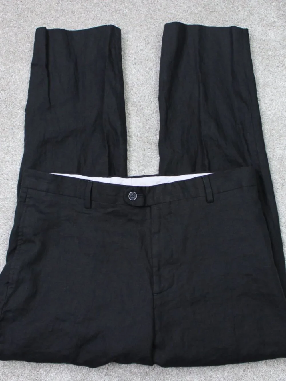 Joseph Abboud Pants Mens 34x28 Black Leomaster 100% Linen Flat Front Straight